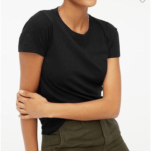 J. Crew NWT Girlfriend Crewneck Tee Black T-Shirt, Sz Large, MSRP $35 - Picture 1 of 10